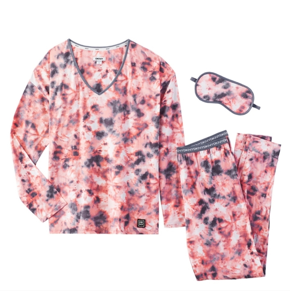 DKNY tye dye pajama jogger set Witherspoon mask